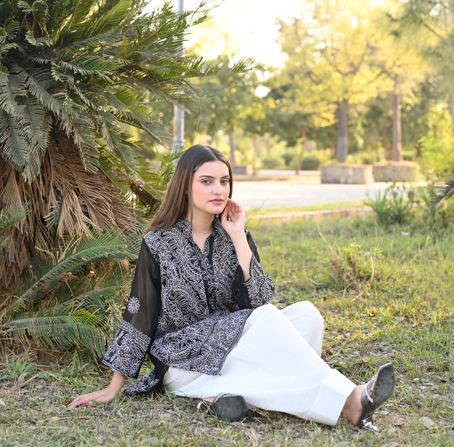 KAHKASHAN - Hand Embroidered Chiffon Shirt