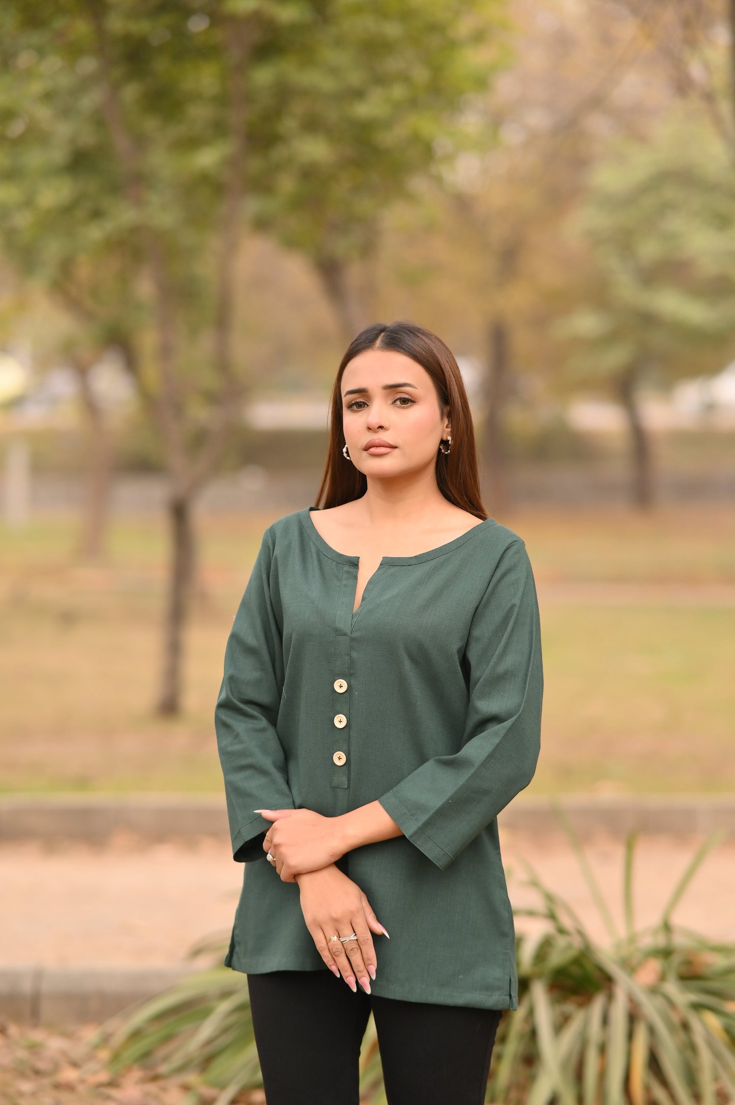 REEF - Premium Irish Khaddar Shirt in Forest Green Color