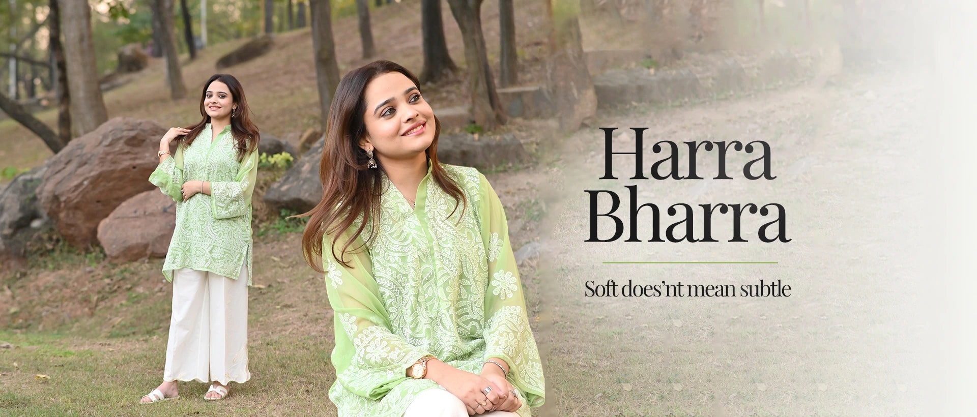Haraa Bharra - green embroidered shirt