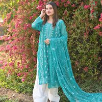 FIROZI - 2 PC Hand Embroidered Chiffon Set