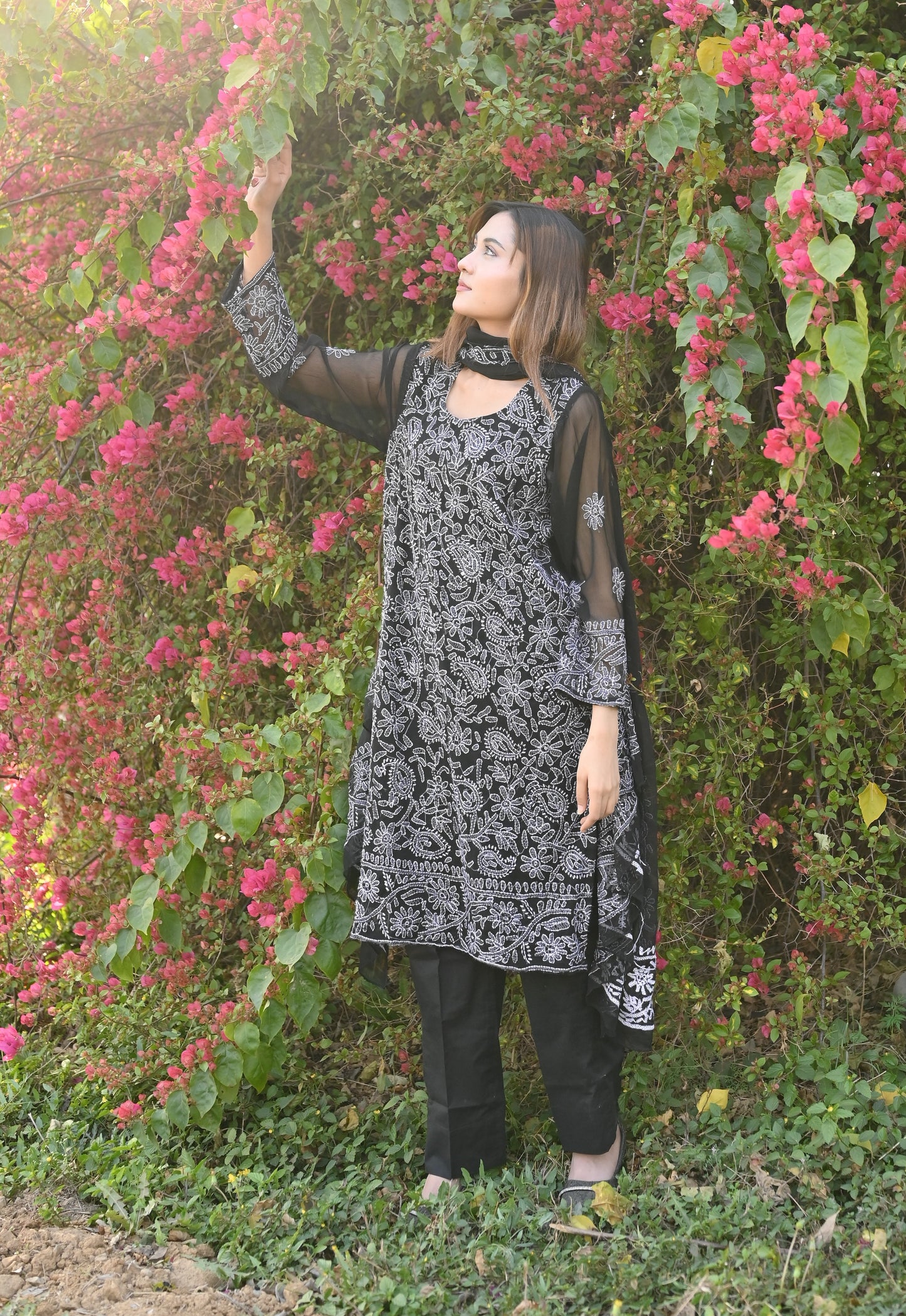 FALAK - 2 PC Hand Embroidered Chiffon Set