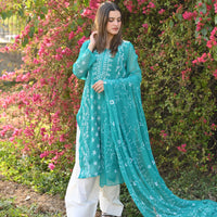 FIROZI - 2 PC Hand Embroidered Chiffon Set