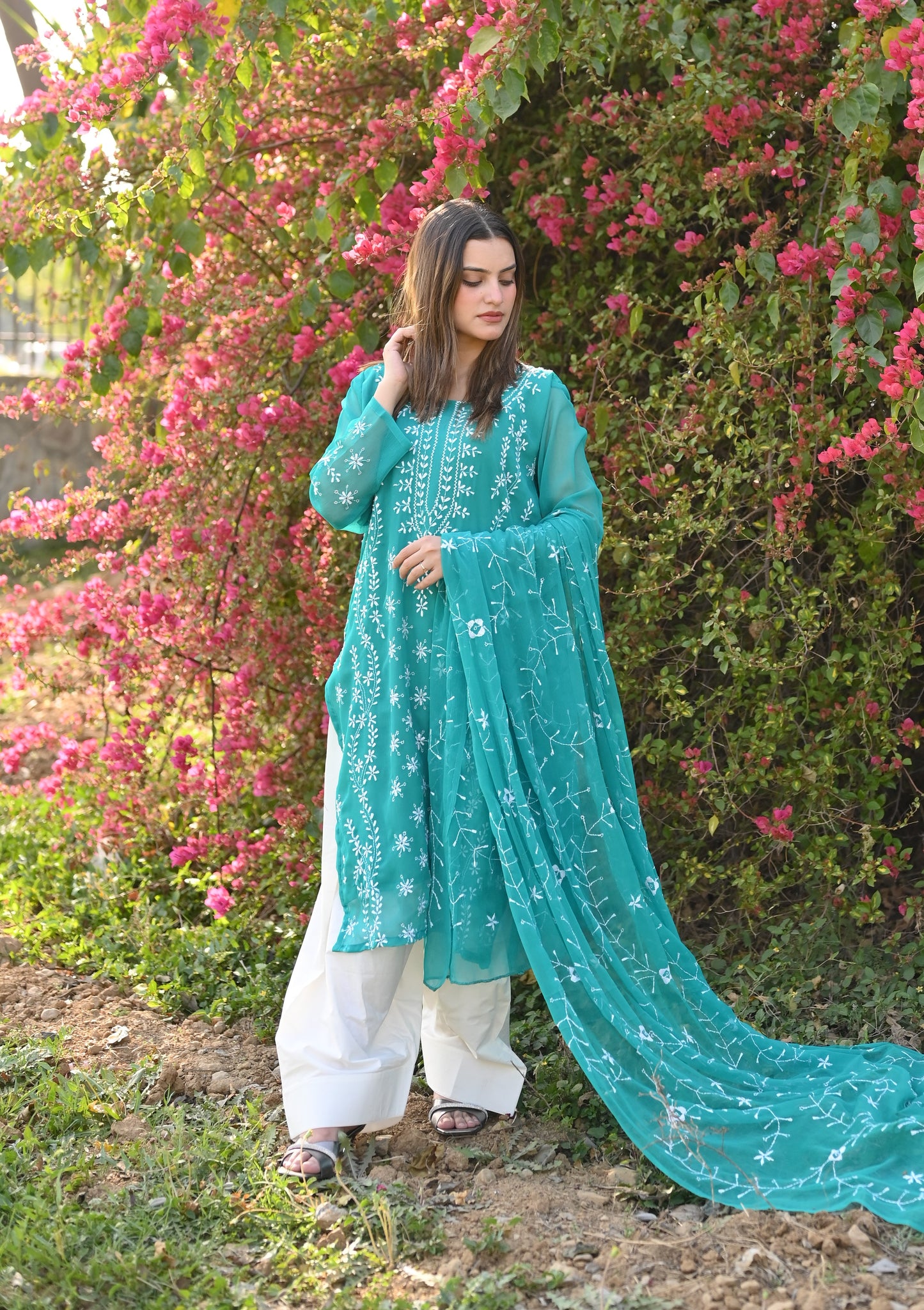 FIROZI - 2 PC Hand Embroidered Chiffon Set