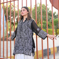 KAHKASHAN - Hand Embroidered Chiffon Shirt