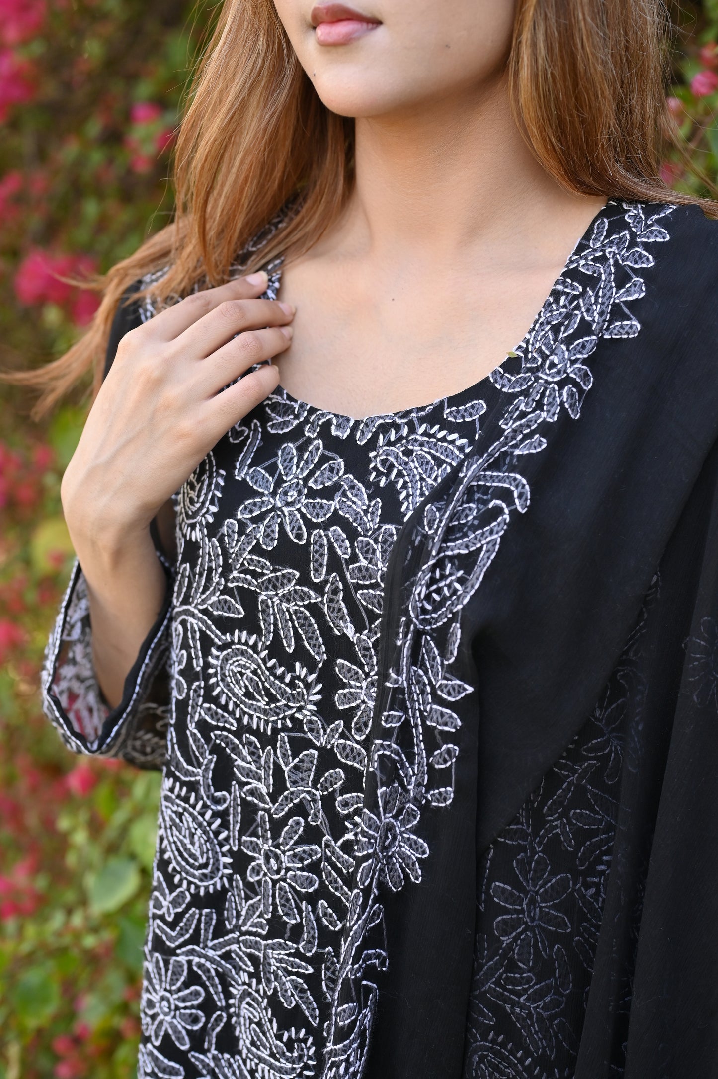 FALAK - 2 PC Hand Embroidered Chiffon Set