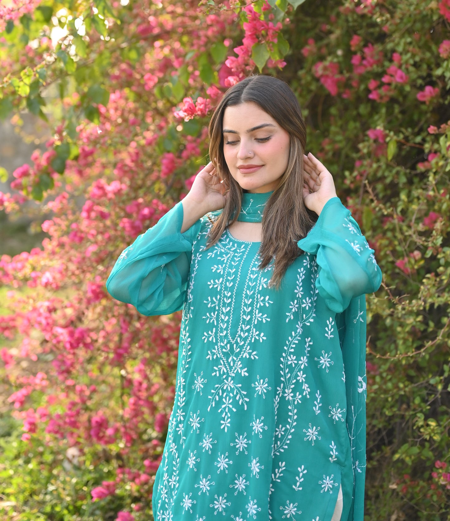 FIROZI - 2 PC Hand Embroidered Chiffon Set