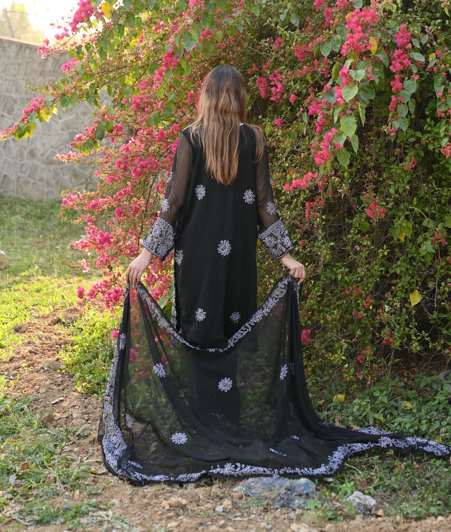 FALAK - 2 PC Hand Embroidered Chiffon Set