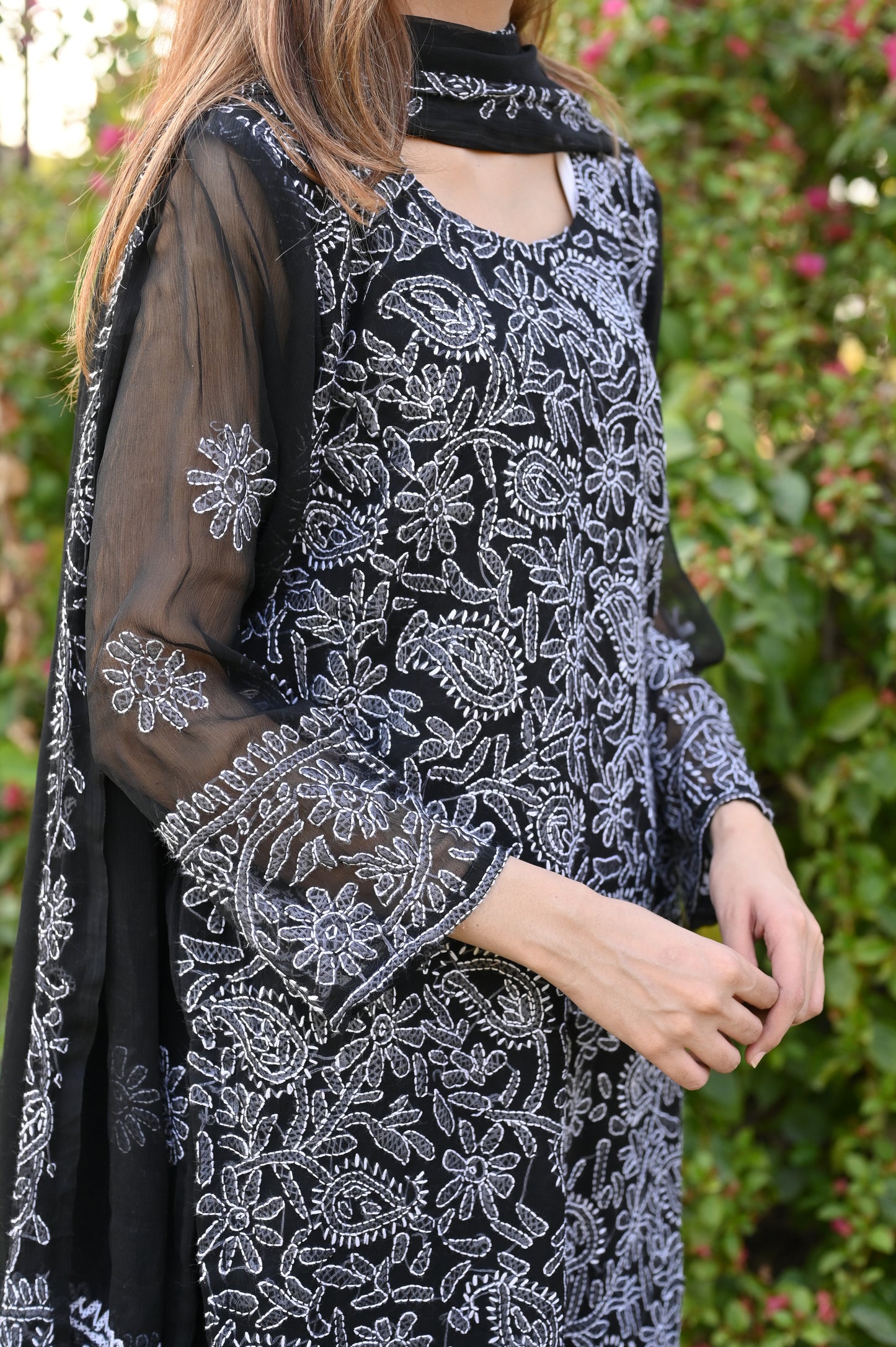 FALAK - 2 PC Hand Embroidered Chiffon Set