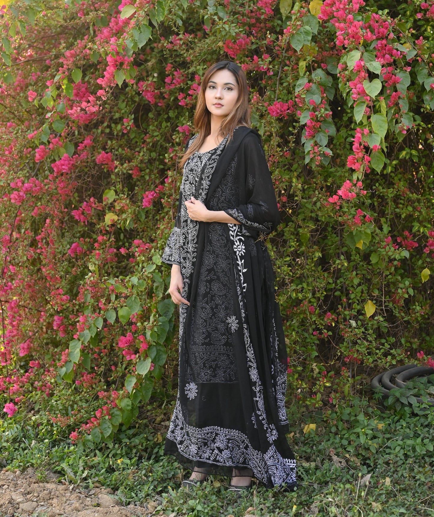 FALAK - 2 PC Hand Embroidered Chiffon Set