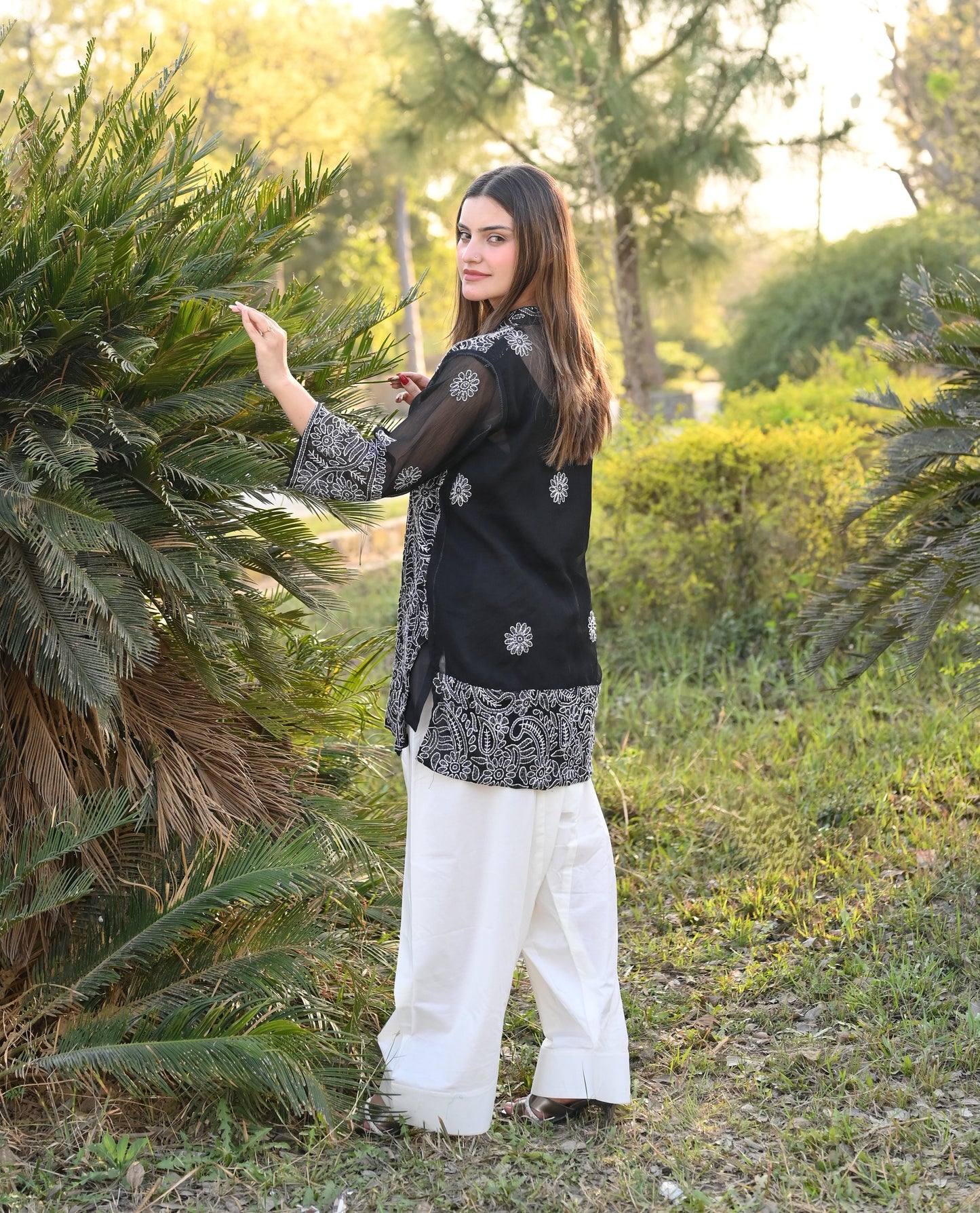 KAHKASHAN - Hand Embroidered Chiffon Shirt
