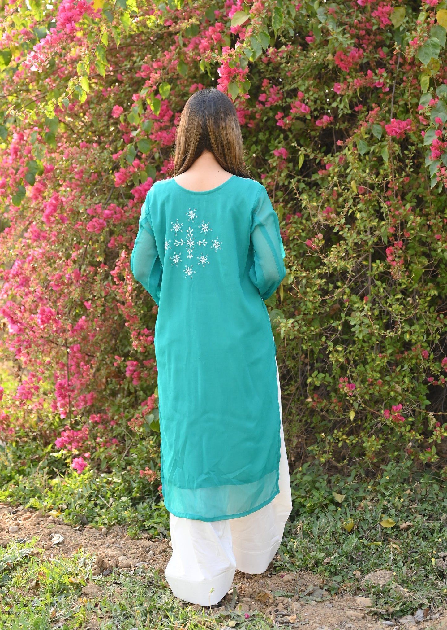 FIROZI - 2 PC Hand Embroidered Chiffon Set