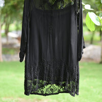 SIYYAH - Hand Embroidered Black Chiffon Shirt