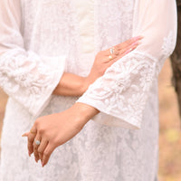 CHANDNI- Hand Embroidered White Chiffon Shirt