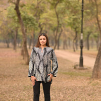 SALT N PEPPER - Hand Embroidered Irish Linen Printed Shirt