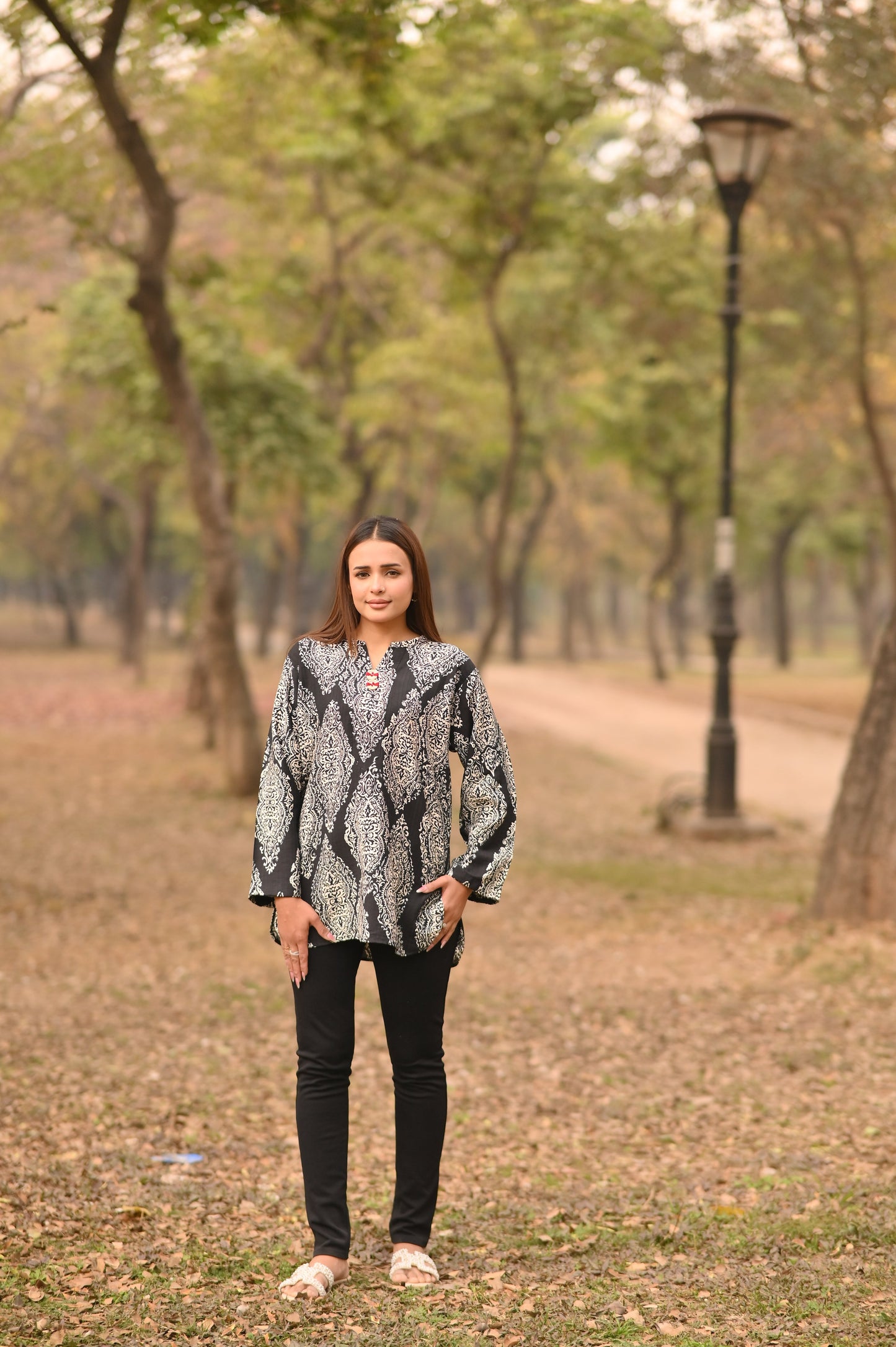 SALT N PEPPER - Hand Embroidered Irish Linen Printed Shirt