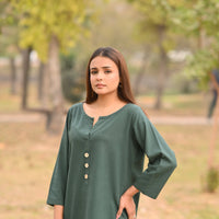 REEF - Premium Irish Khaddar Shirt in Forest Green Color