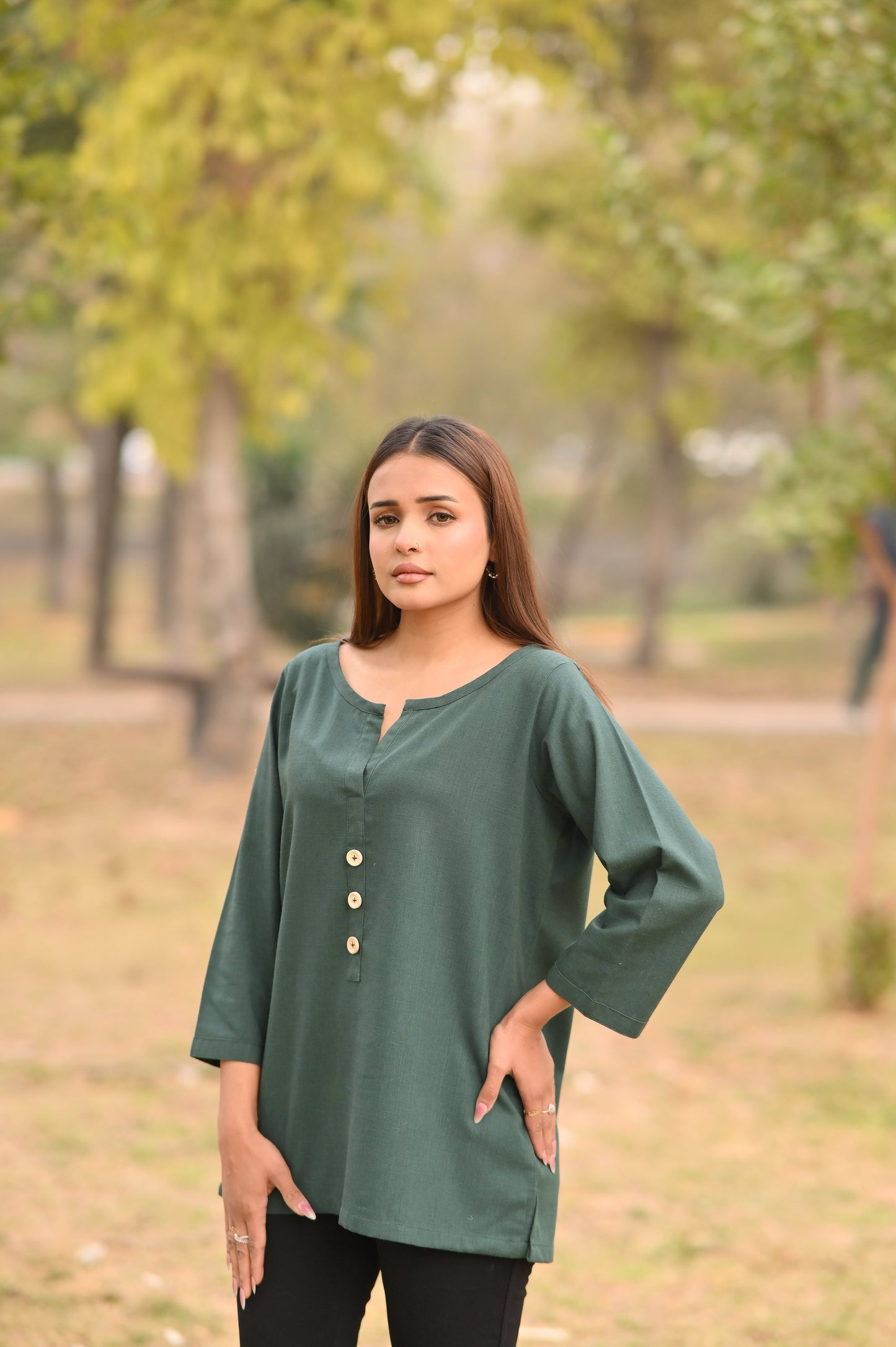 REEF - Premium Irish Khaddar Shirt in Forest Green Color