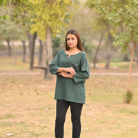 REEF - Premium Irish Khaddar Shirt in Forest Green Color