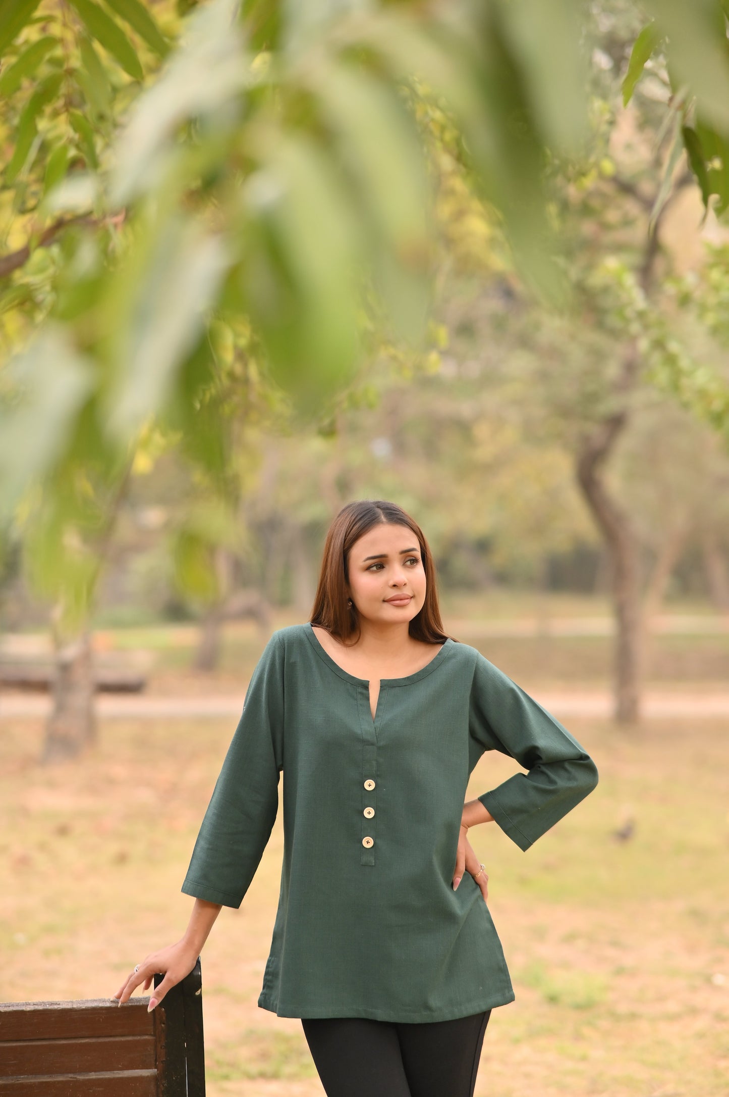 REEF - Premium Irish Khaddar Shirt in Forest Green Color