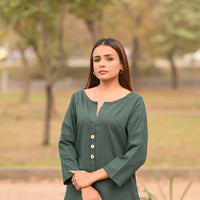 REEF - Premium Irish Khaddar Shirt in Forest Green Color