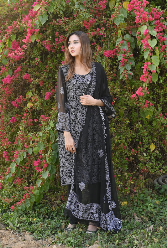 FALAK - 2 PC Hand Embroidered Chiffon Set