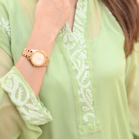 HARRA - Hand Embroidered Green Chiffon Shirt