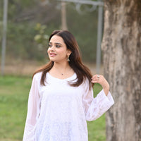 CORAL WHISPER- 2 PC Hand Embroidered Chiffon Set