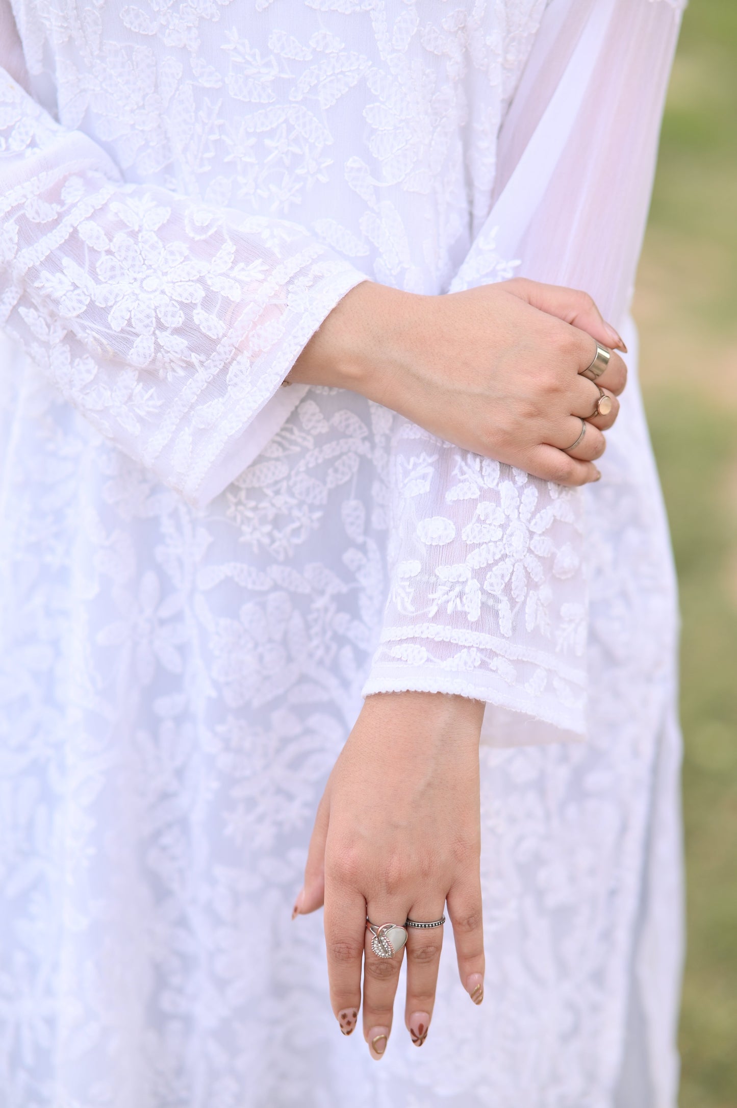 CORAL WHISPER- 2 PC Hand Embroidered Chiffon Set