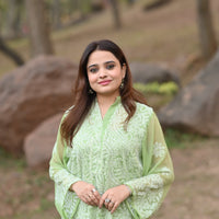 HARRA BHARRA - Hand Embroidered Green Chiffon Shirt