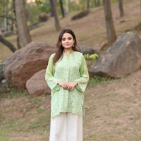 HARRA BHARRA - Hand Embroidered Green Chiffon Shirt