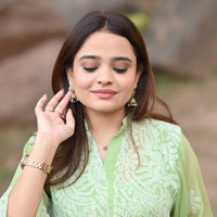 HARRA BHARRA - Hand Embroidered Green Chiffon Shirt