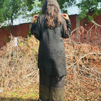SIYYAH - Hand Embroidered Black Chiffon Shirt