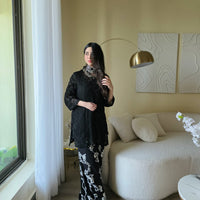 SHAB - Hand Embroidered Black Chiffon Shirt