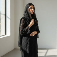 SHAB - Hand Embroidered Black Chiffon Shirt