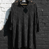 SHAB - Hand Embroidered Black Chiffon Shirt